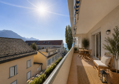 Bel et spacieux appartement de 3.5 pces avec magnifique vue sur les Dents-du-Midi et le lac.